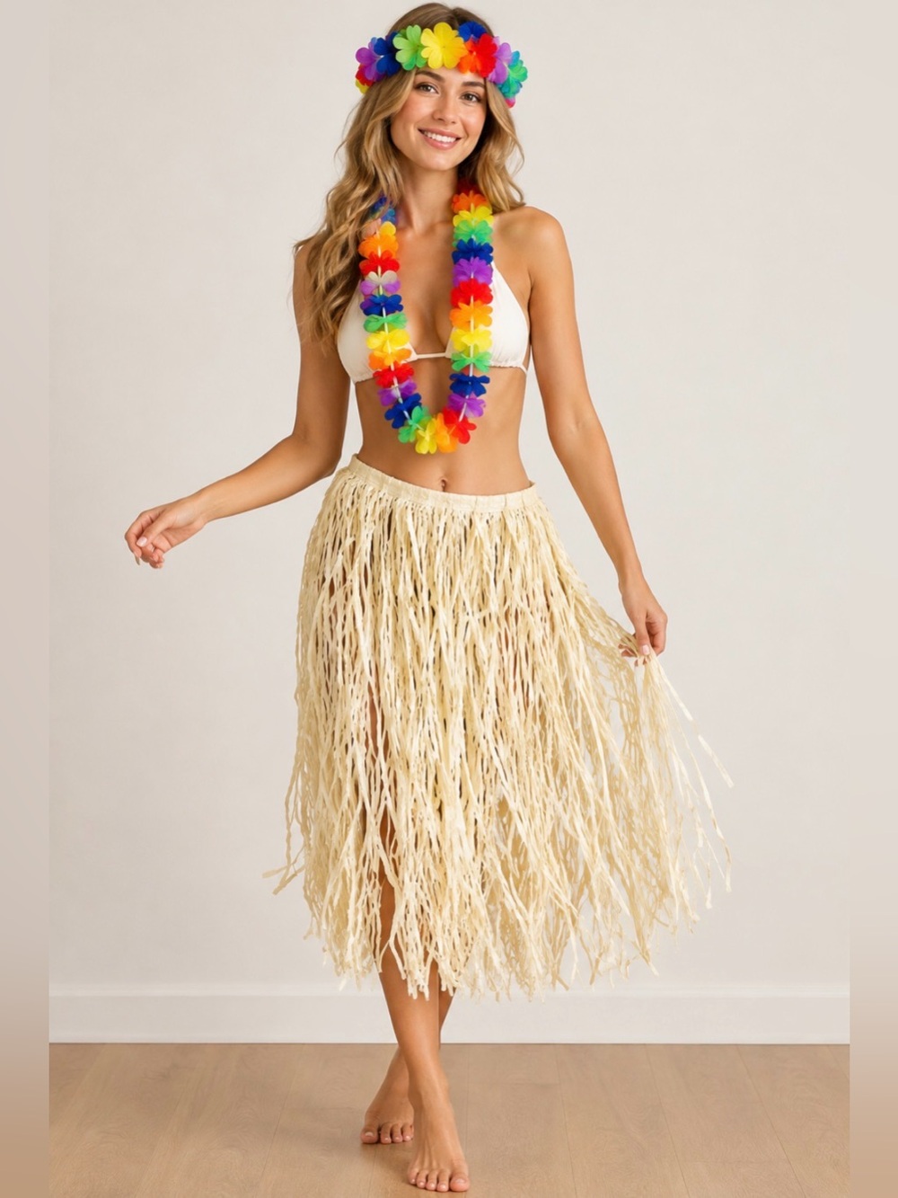 Hula Skirt Costume with Flower Necklace 🌺🌞Sale 3 for $15